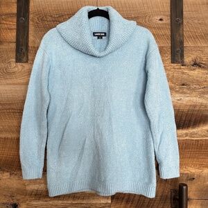 EUC - Land's End - Women's Lounge Cowl Neck Tunic Sweater - Blue - Size Small